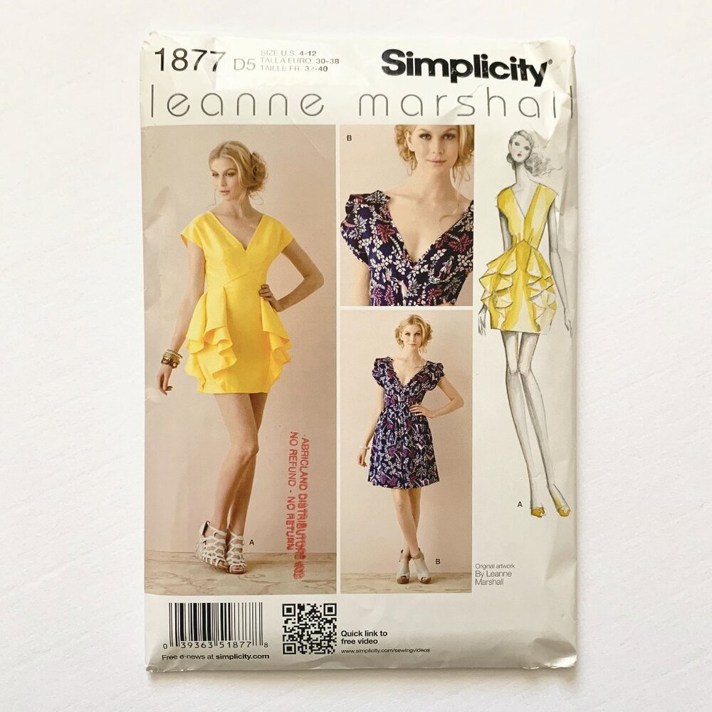 Simplicity Leanne Marshall Dress Sewing Pattern 1877 Size D5 4-12 Uncut